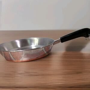 Vintage Revere Ware 9" Inch - 94k Copper Clad Bottom Skillet Sauté Pan ~ No Lid